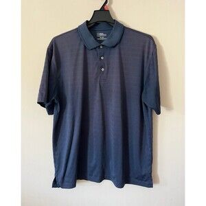 XL Mens Navy Blue Textured Stripe Short Sleeve Golf Polo Shirt Menswear PGA Tour